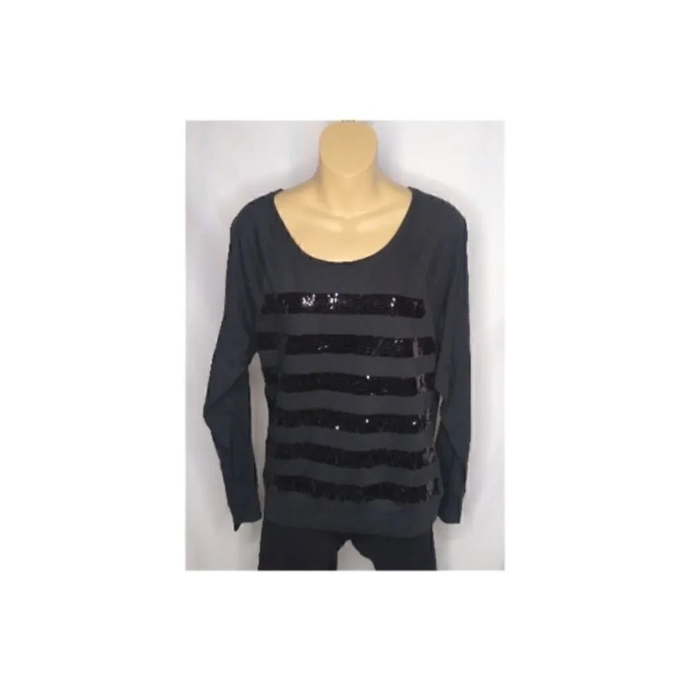 Victoria's Secret PINK Black Sequined LS Top Size Small